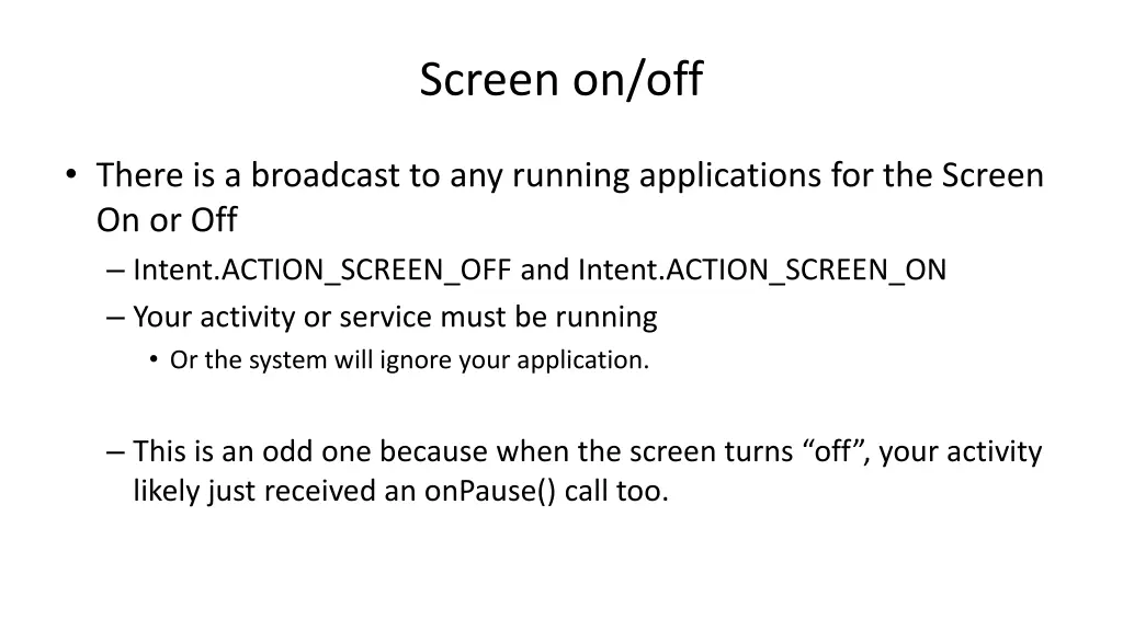 screen on off