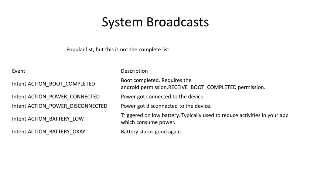 system broadcasts