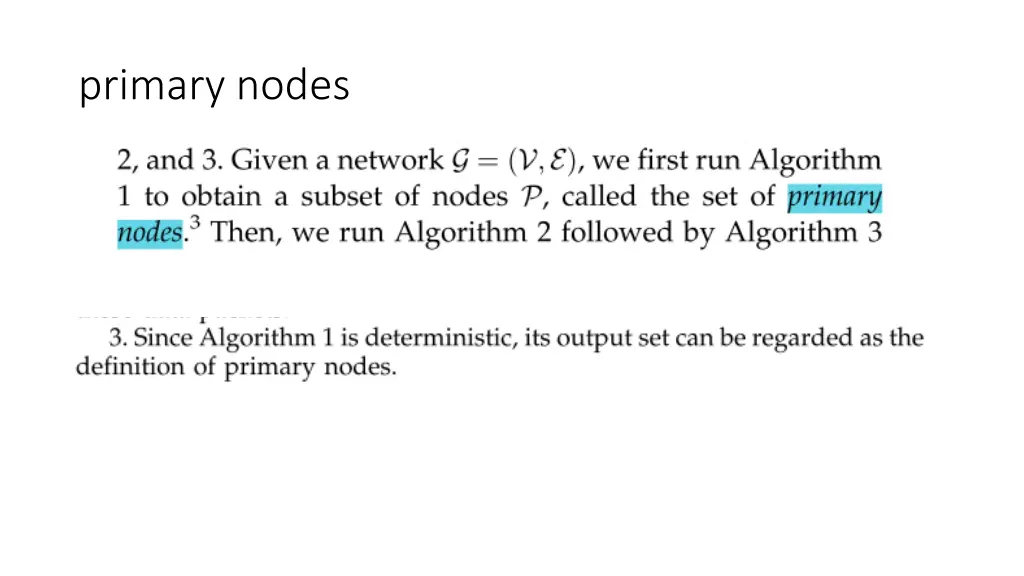 primary nodes