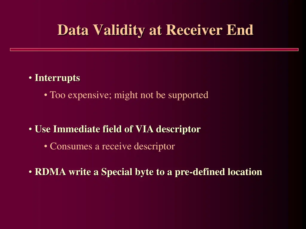 data validity at receiver end