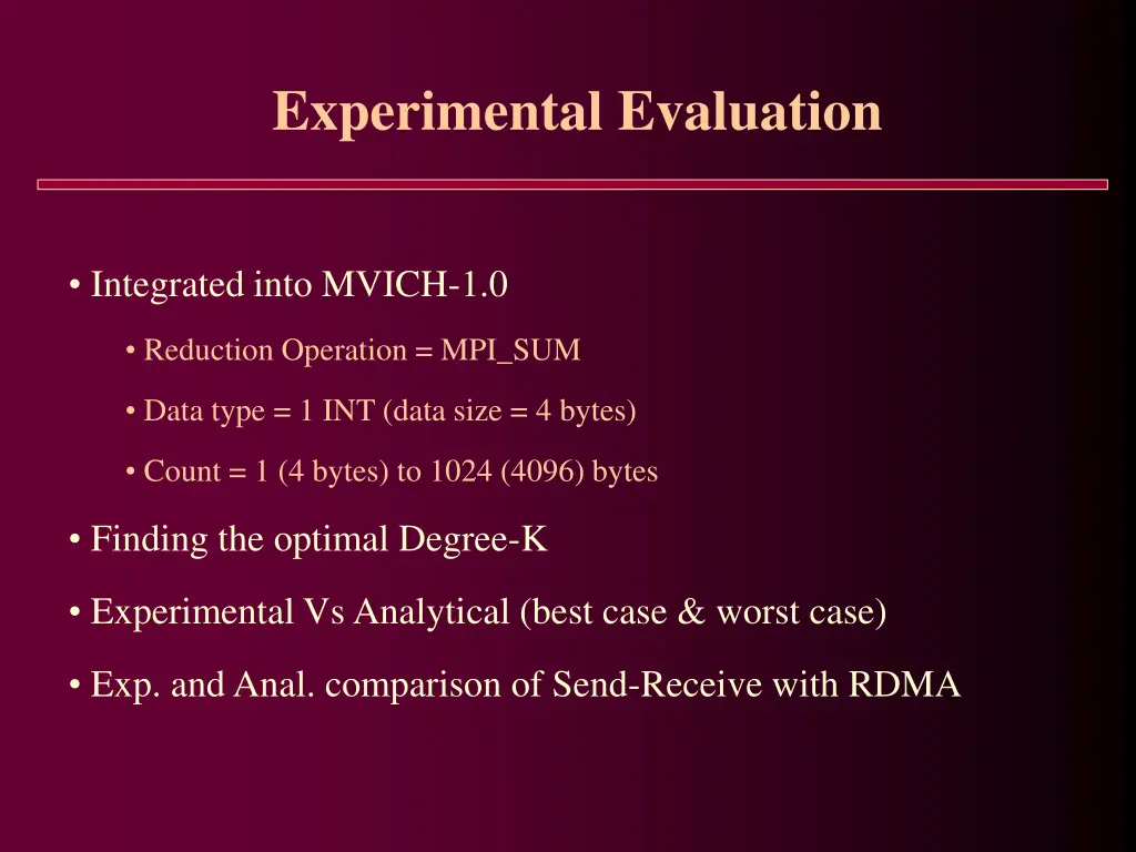 experimental evaluation