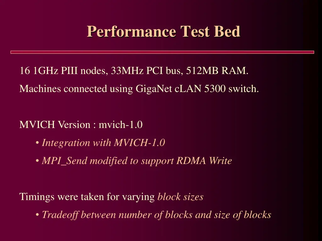 performance test bed