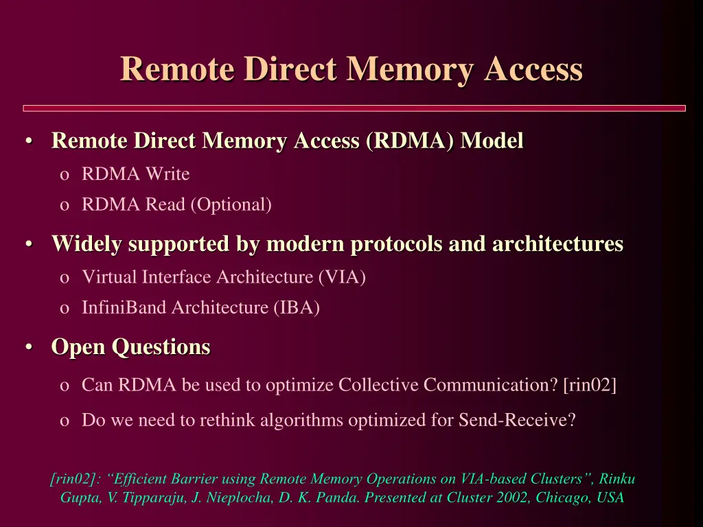 remote direct memory access