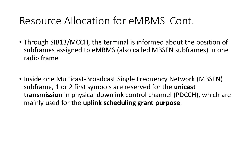 resource allocation for embms cont