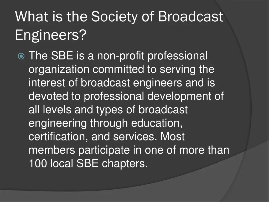 what is the society of broadcast engineers