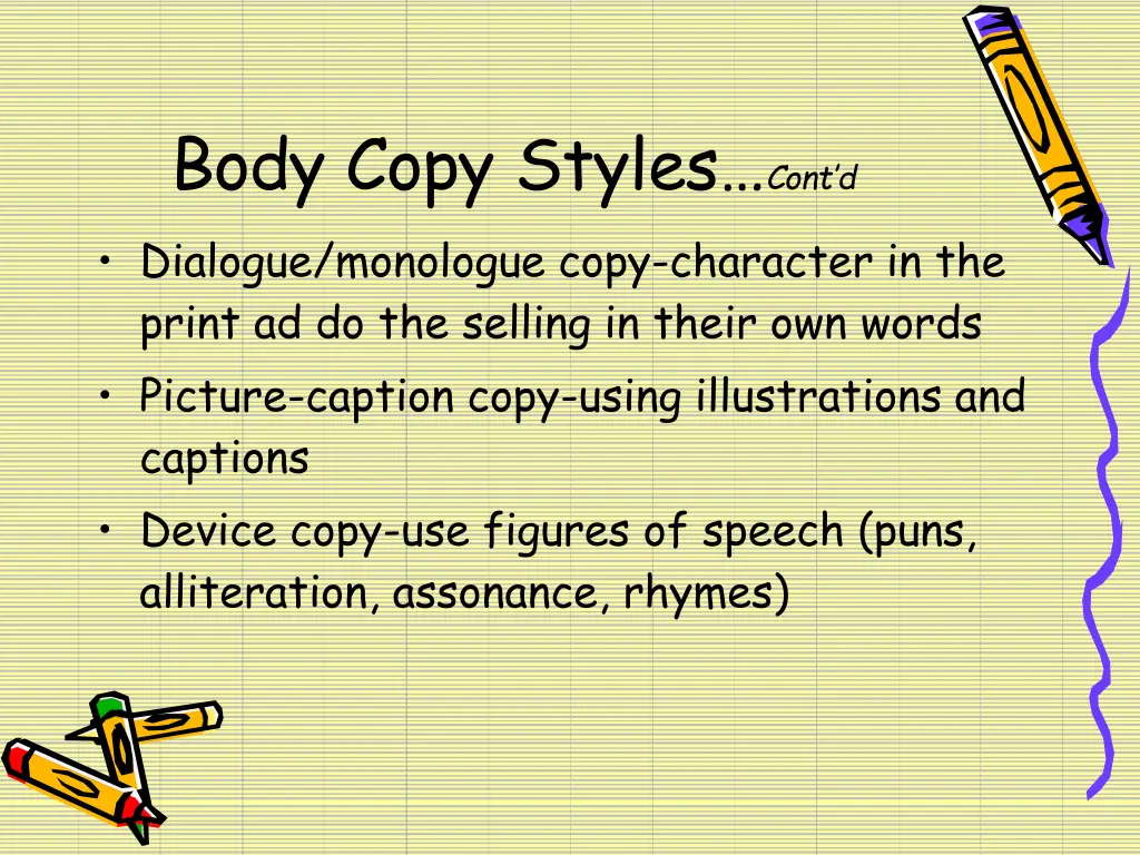 body copy styles cont d dialogue monologue copy