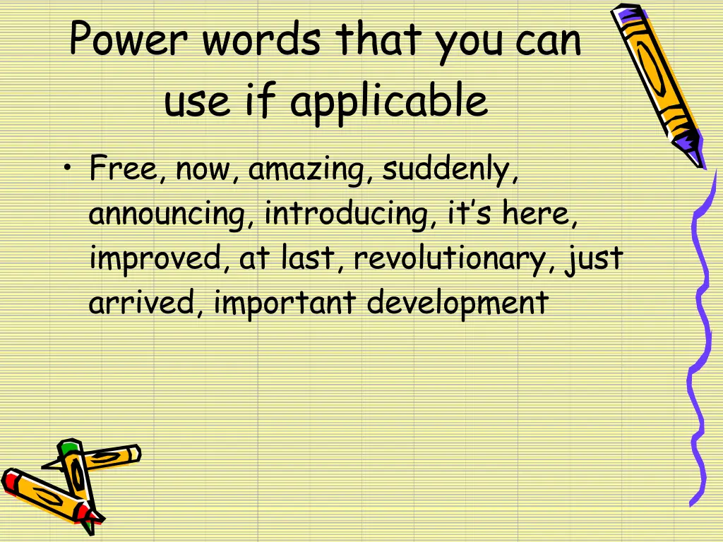 power words that you can use if applicable free