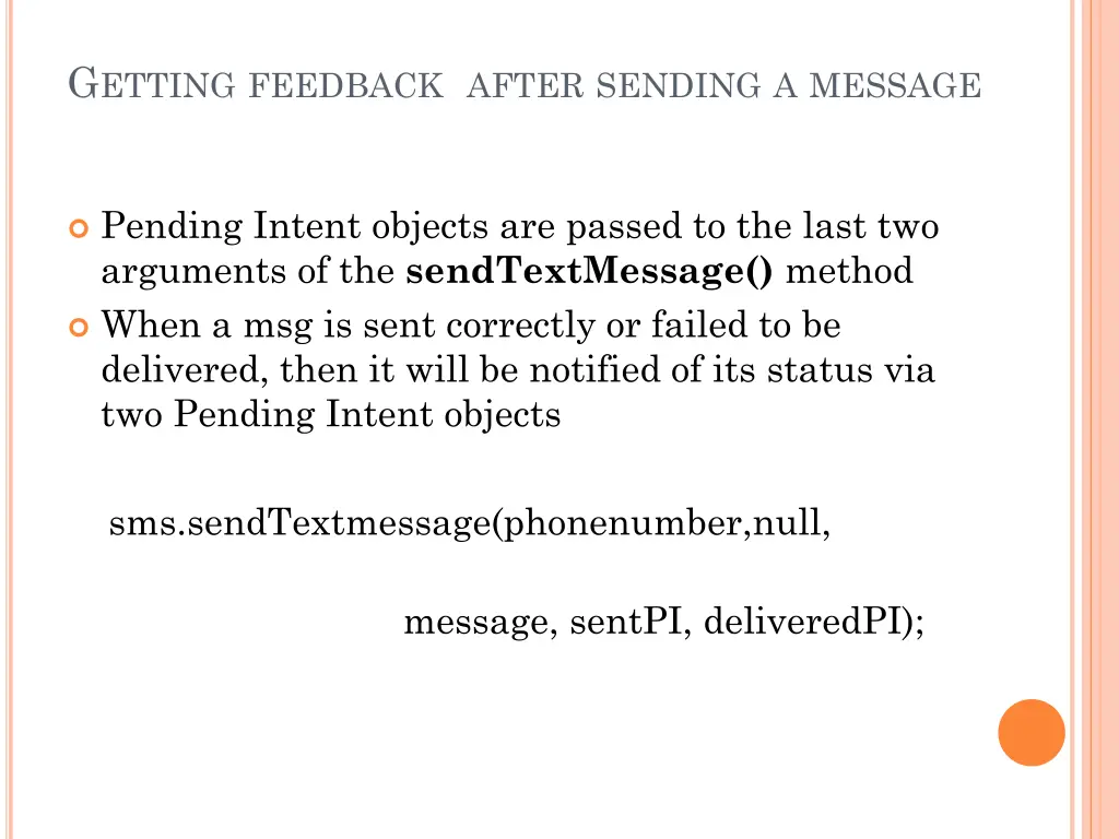 g etting feedback after sending a message 1