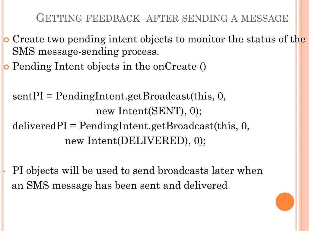 g etting feedback after sending a message