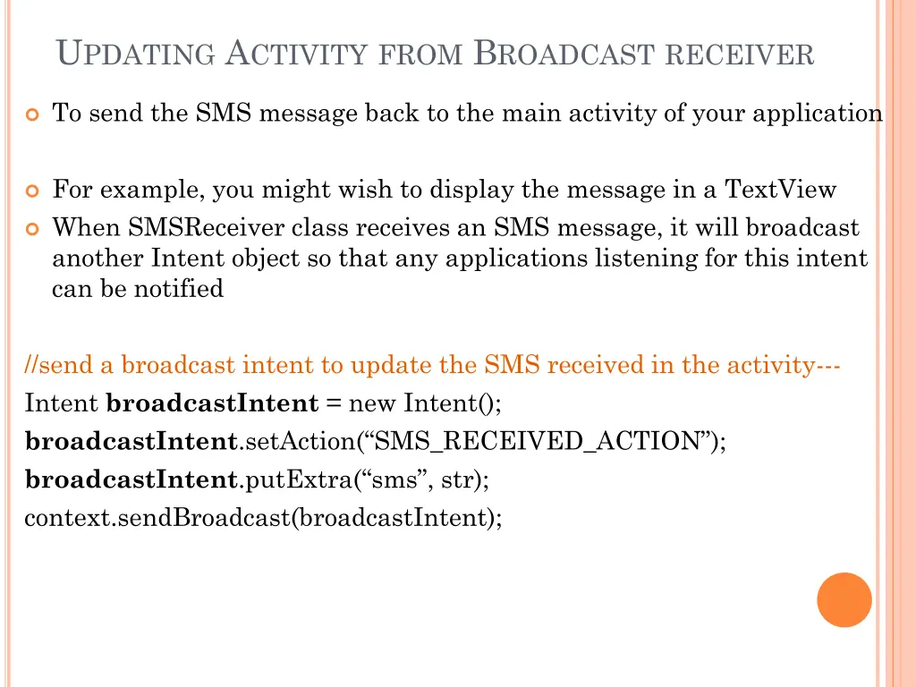 u pdating a ctivity from b roadcast receiver