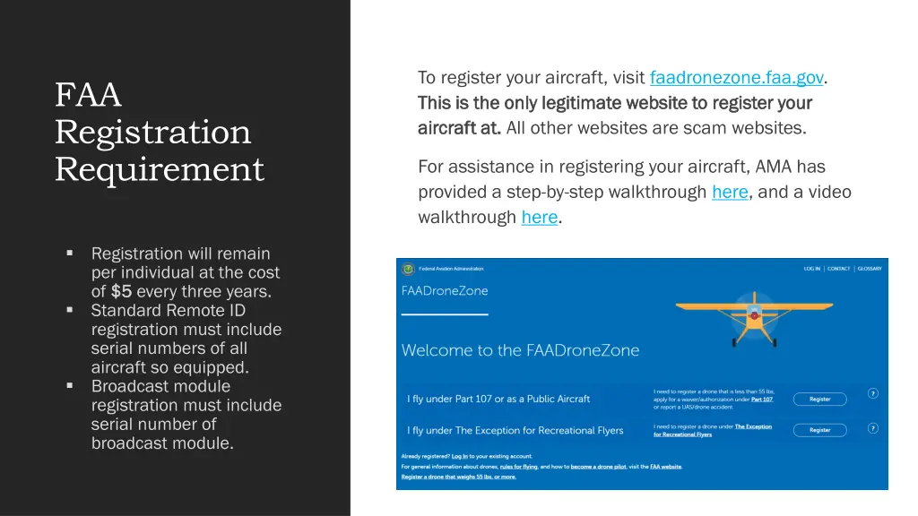 to register your aircraft visit faadronezone