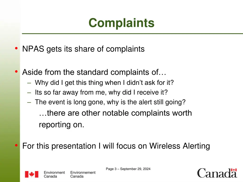 complaints