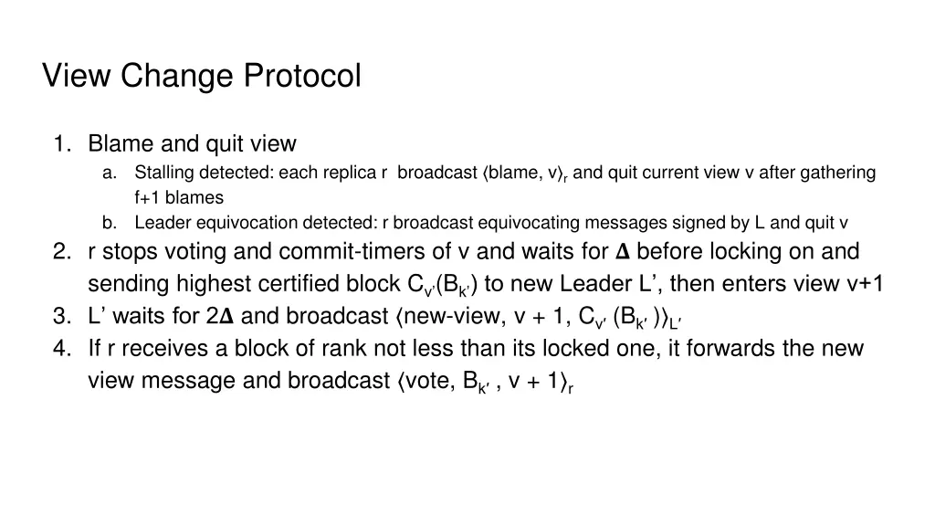 view change protocol