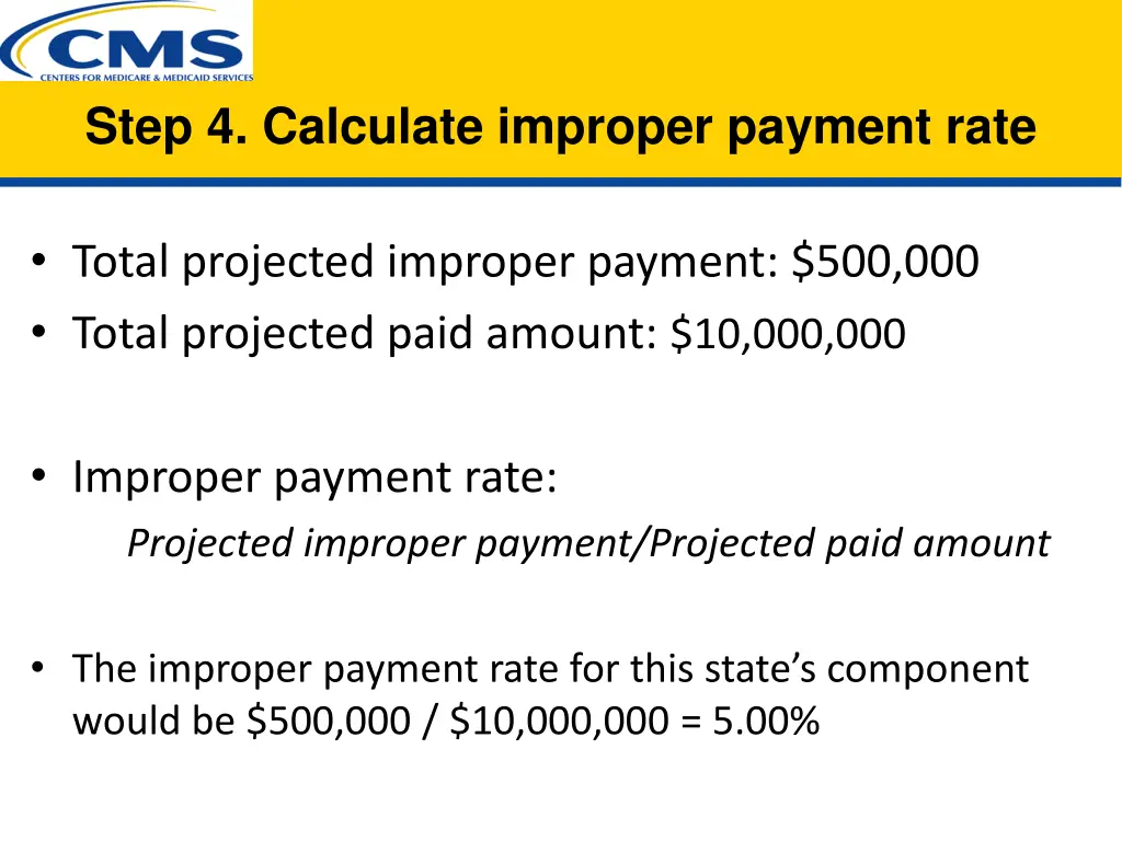 step 4 calculate improper payment rate