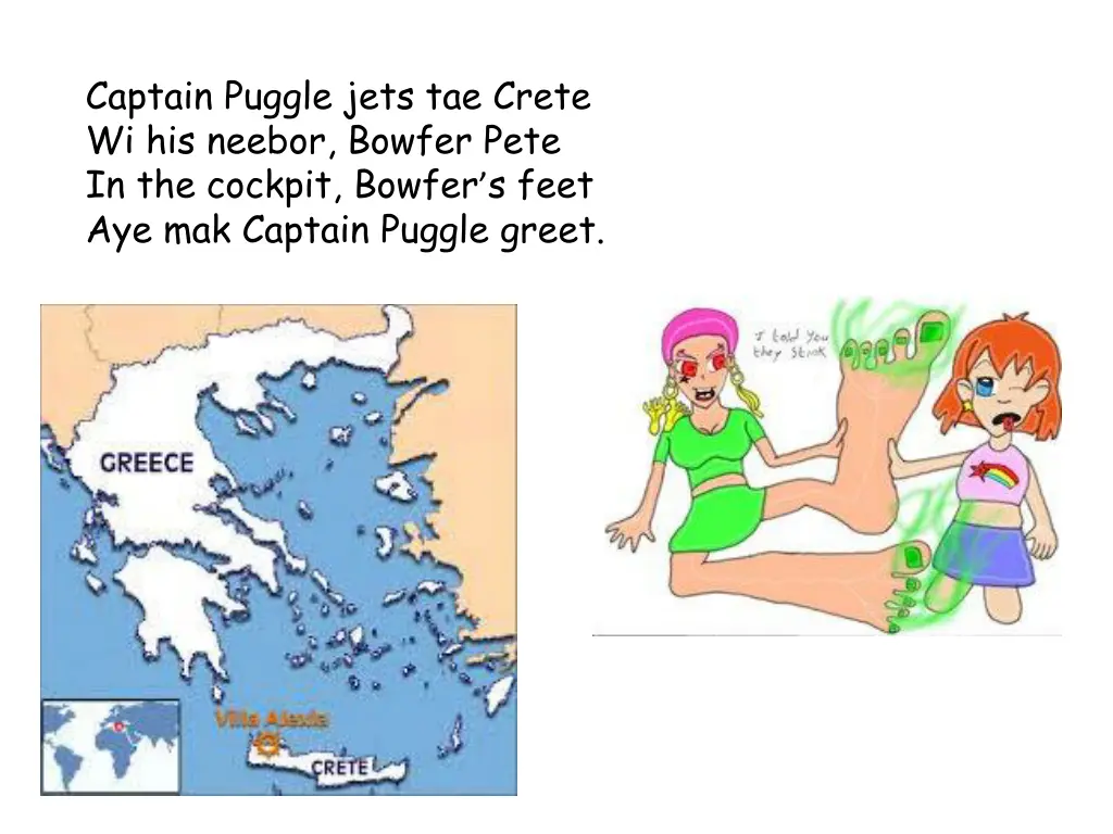 captain puggle jets tae crete wi his neebor