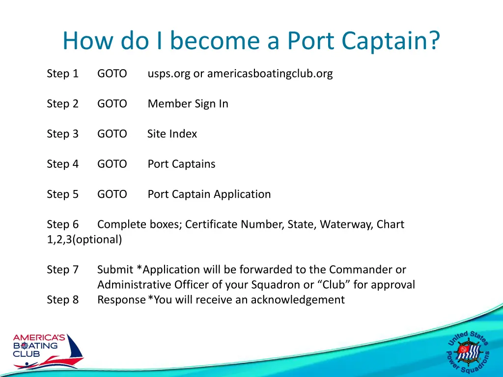 how do i become a port captain