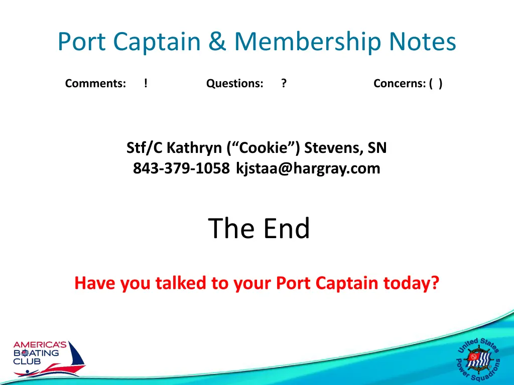 port captain membership notes 1