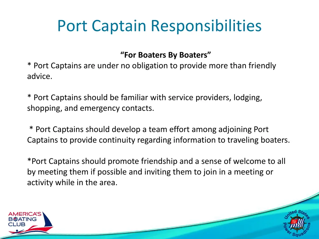 port captain responsibilities