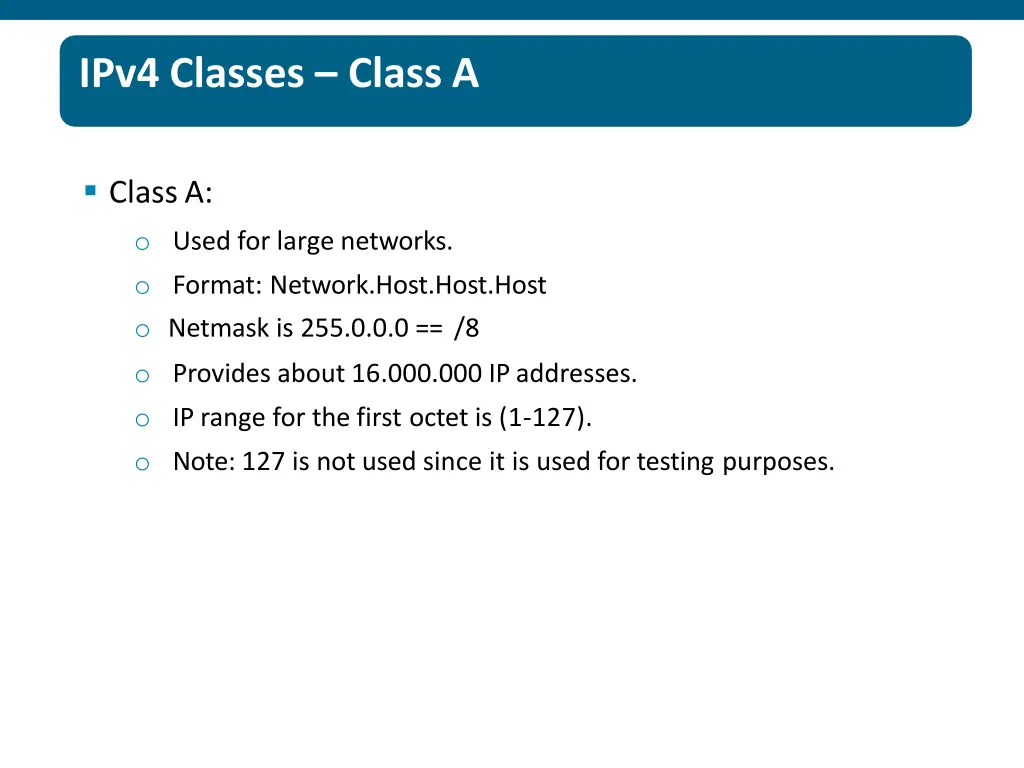 ipv4 classes class a