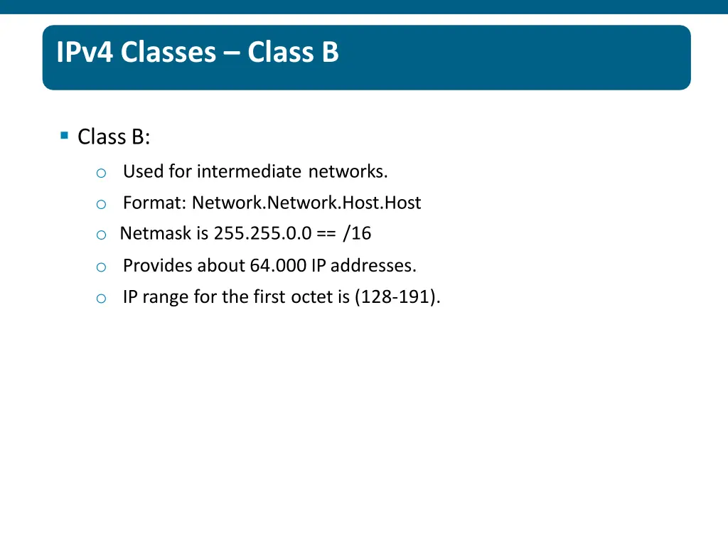 ipv4 classes class b