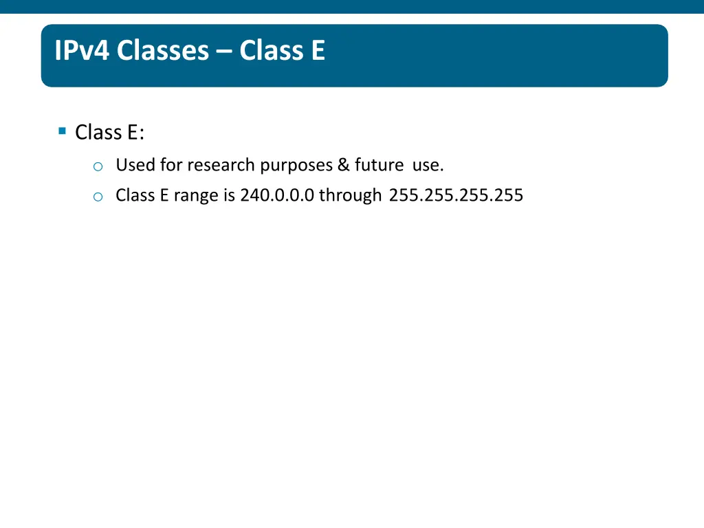 ipv4 classes class e