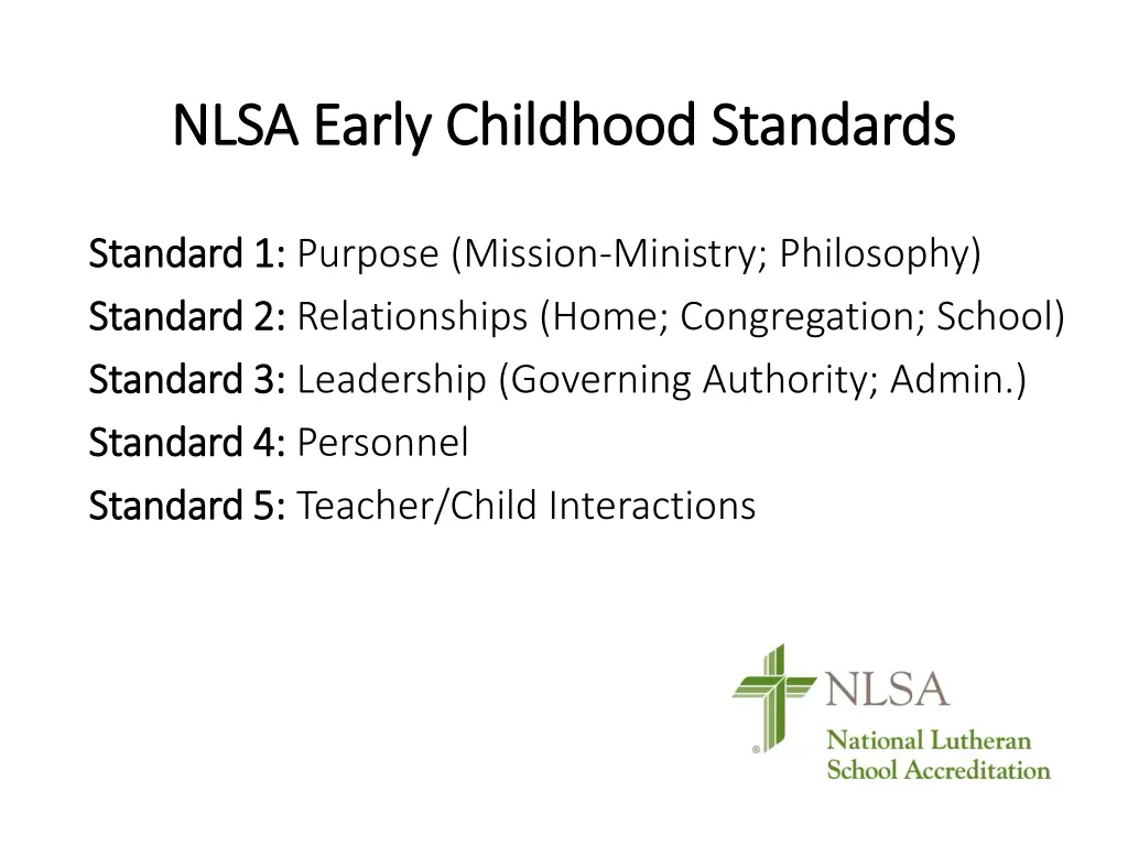 nlsa early childhood standards nlsa early