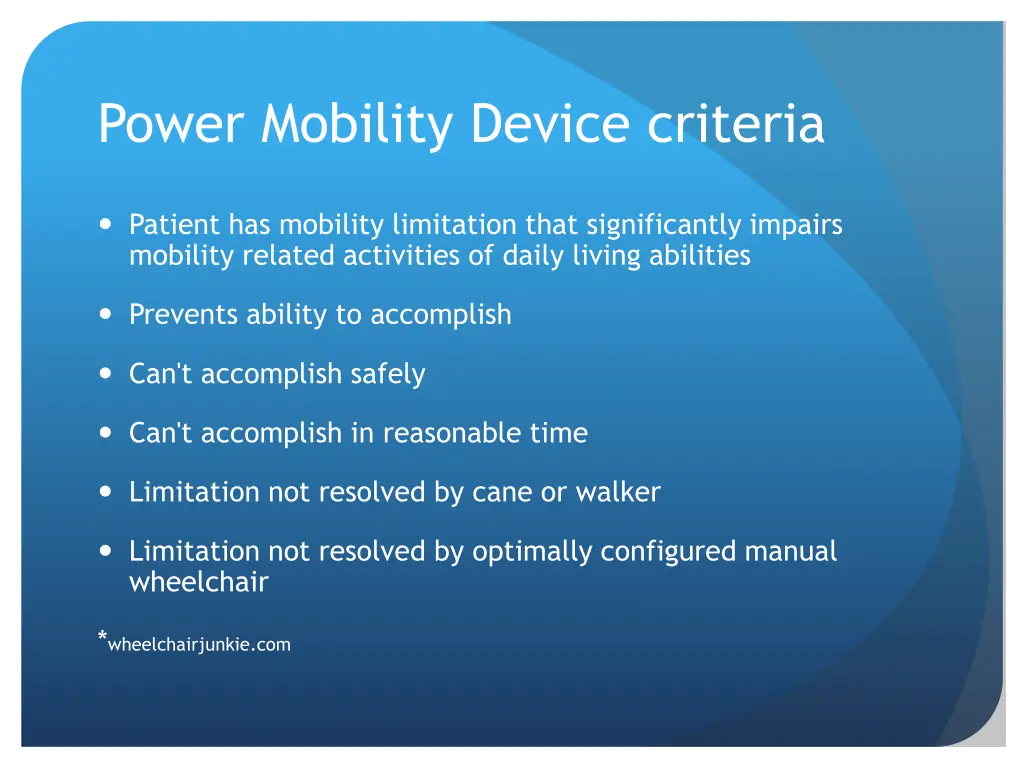 power mobility device criteria