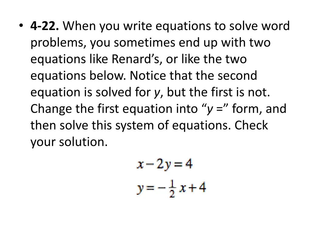 4 22 when you write equations to solve word