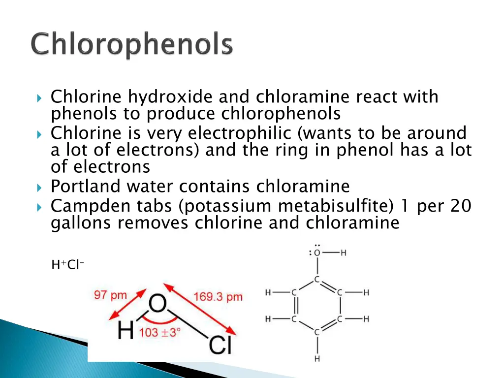 chlorine hydroxide and chloramine react with