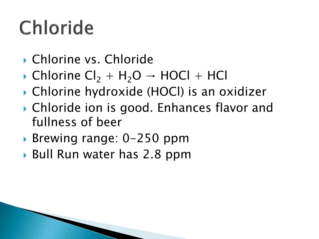 chlorine vs chloride chlorine cl 2 h 2 o hocl