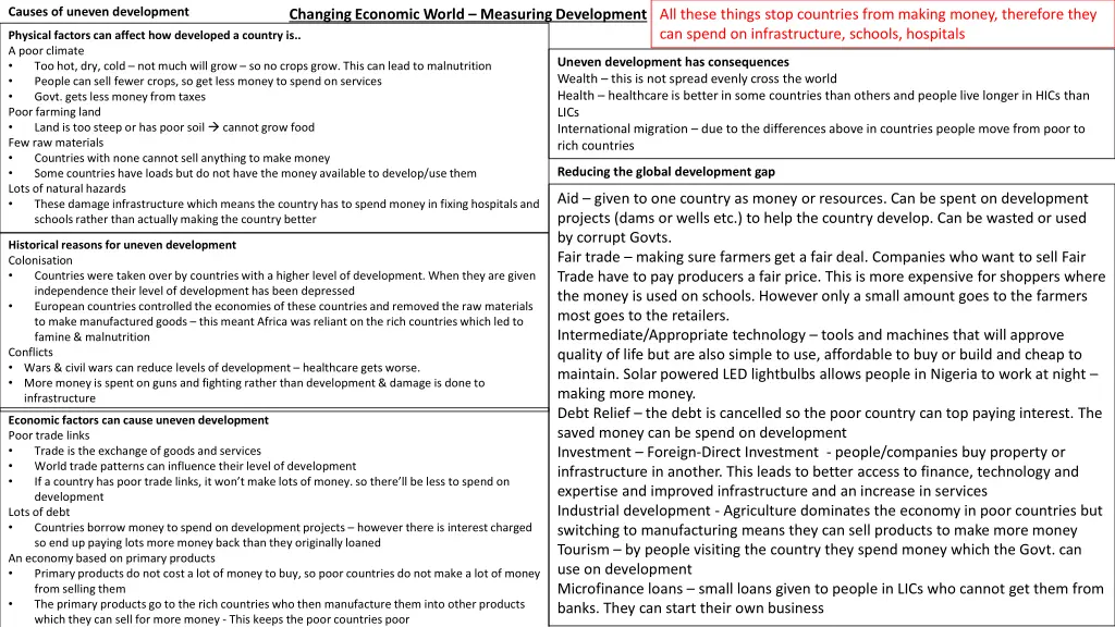 causes of uneven development