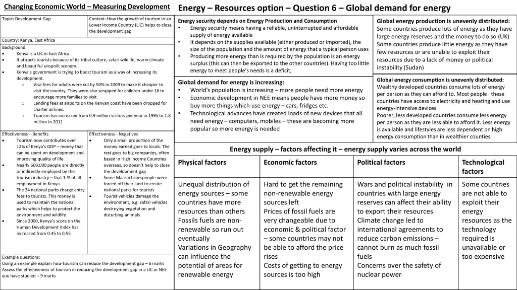 changing economic world measuring development