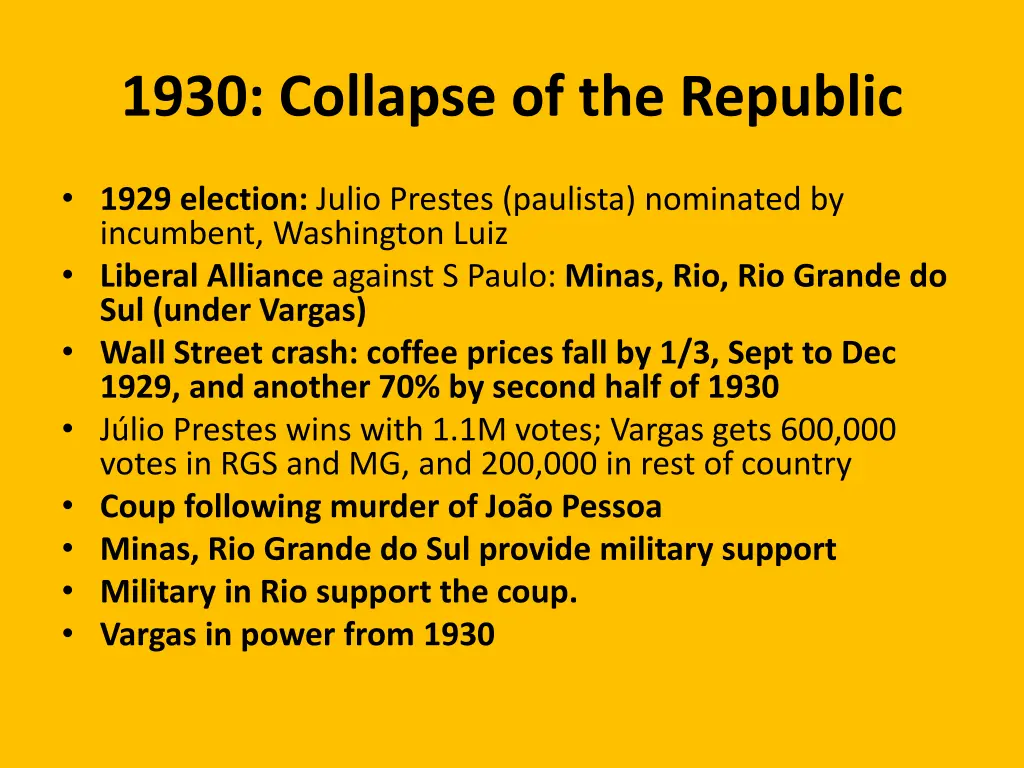 1930 collapse of the republic