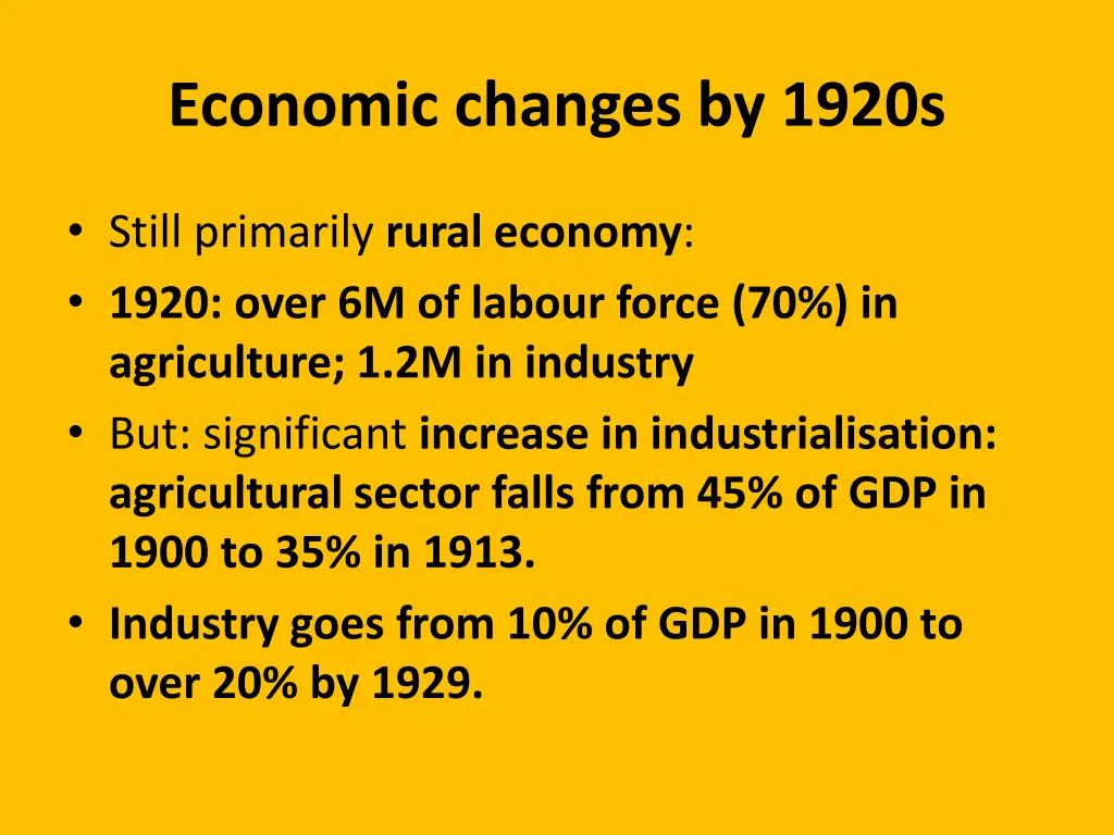 economic changes by 1920s