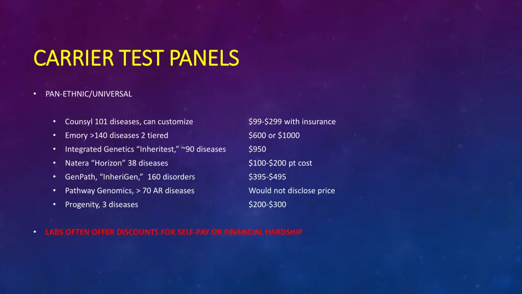 carrier test panels carrier test panels