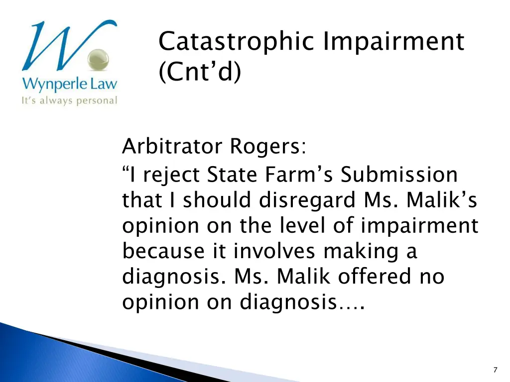 catastrophic impairment cnt d 4