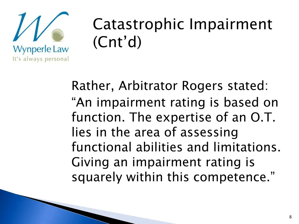 catastrophic impairment cnt d 5