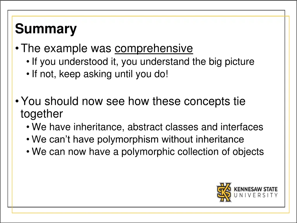 summary the example was comprehensive