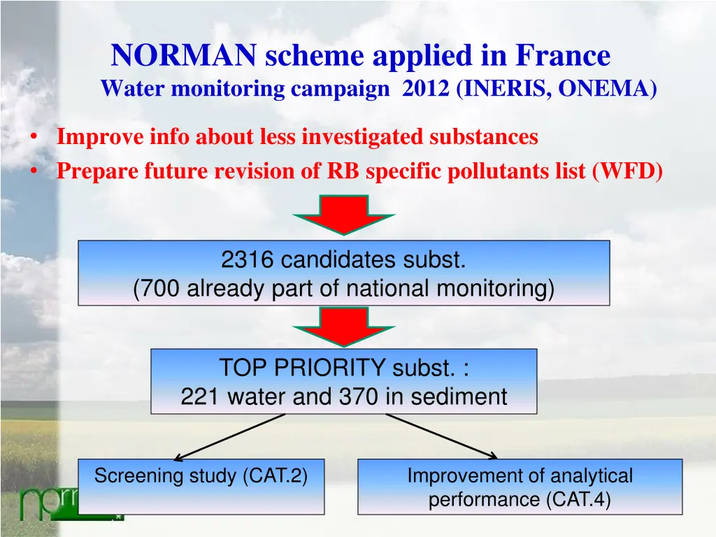 norman scheme applied in france water monitoring