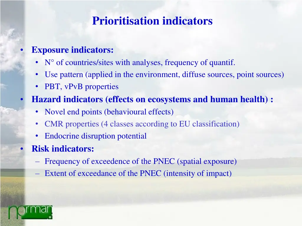 prioritisation indicators