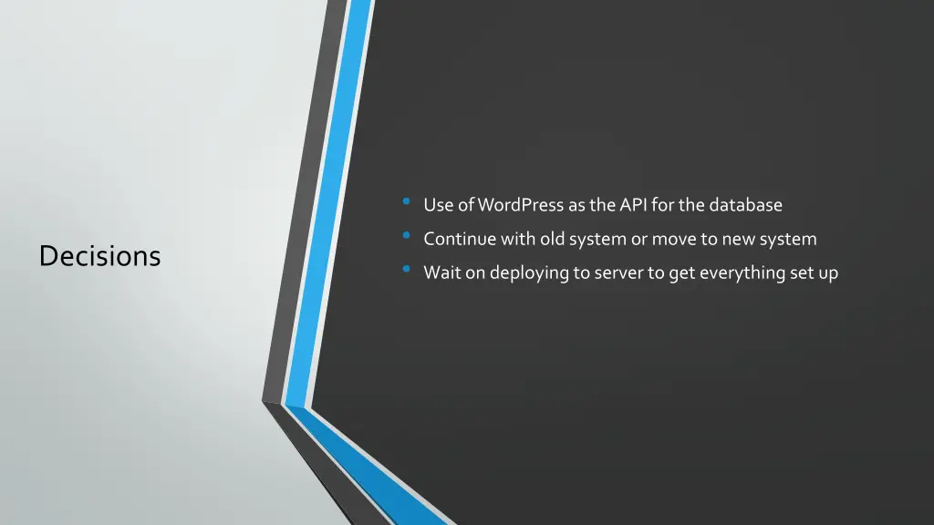 use of wordpress as the api for the database