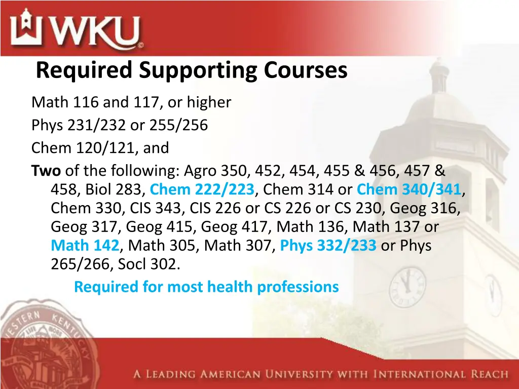 required supporting courses