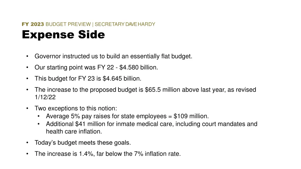 fy 2023 budget preview secretarydave hardy 2