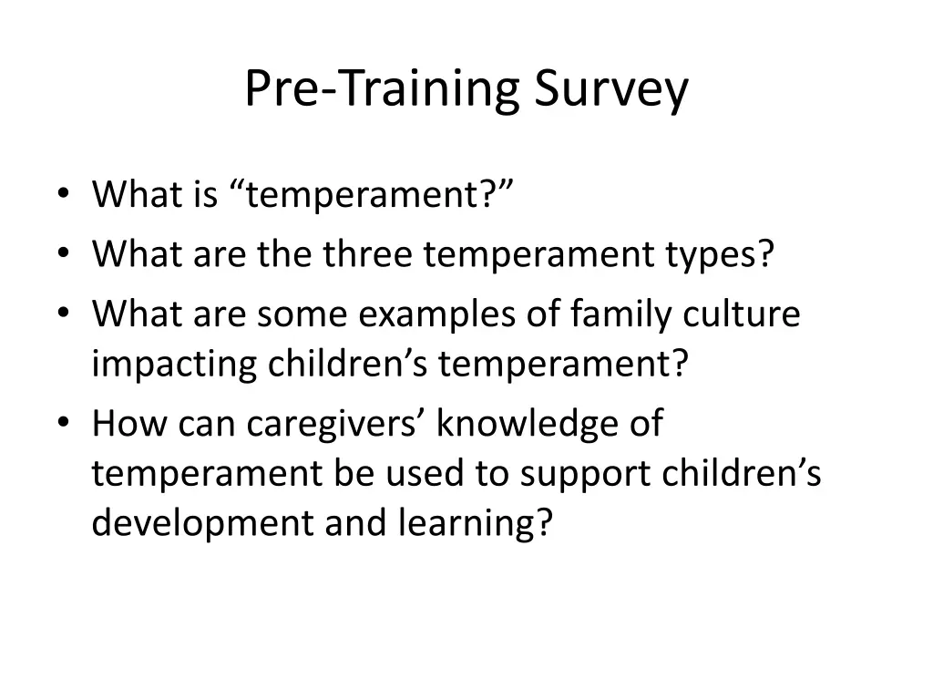 pre training survey