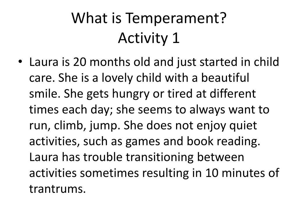 what is temperament activity 1