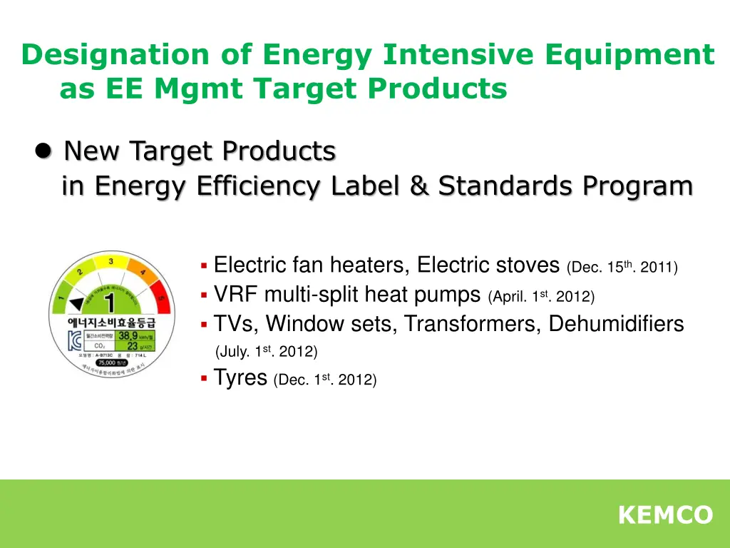 designation of energy intensive equipment