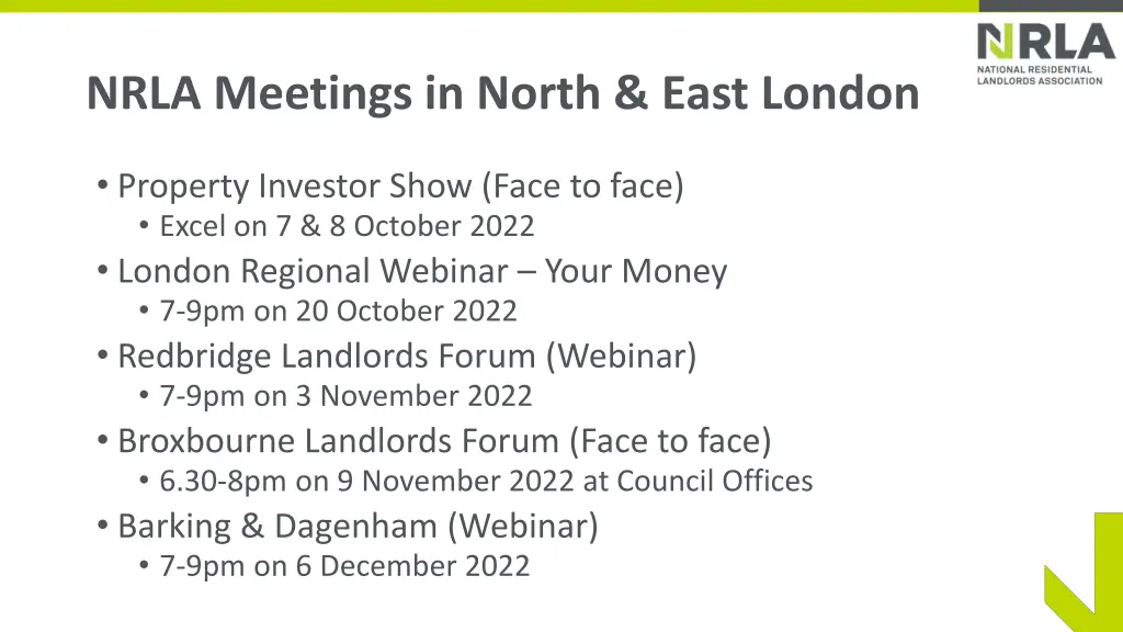 nrla meetings in north east london