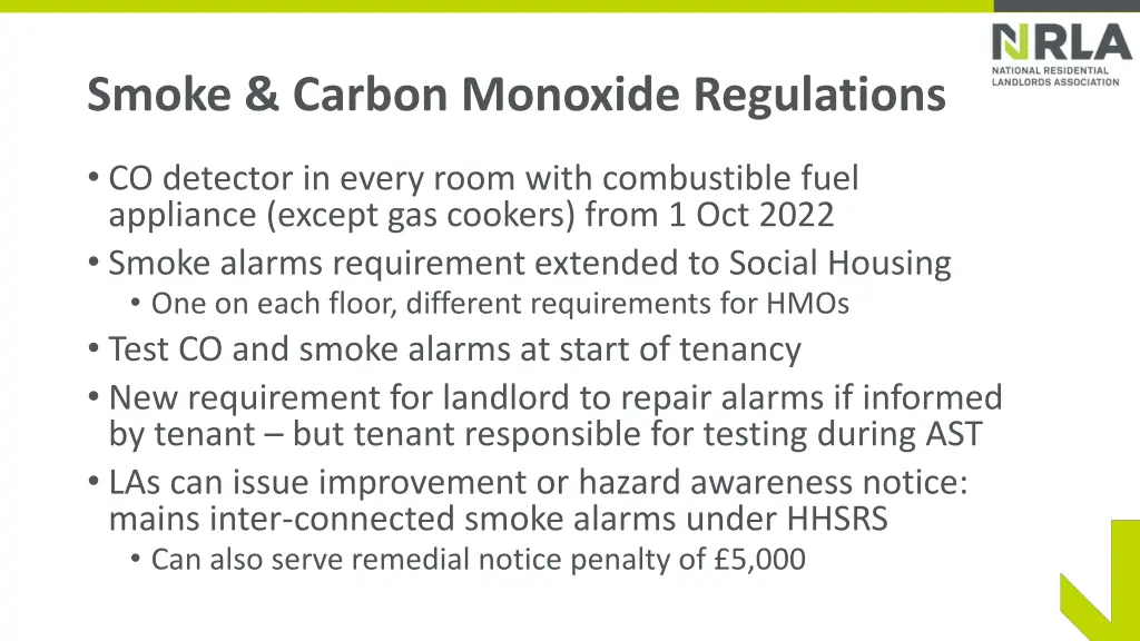 smoke carbon monoxide regulations