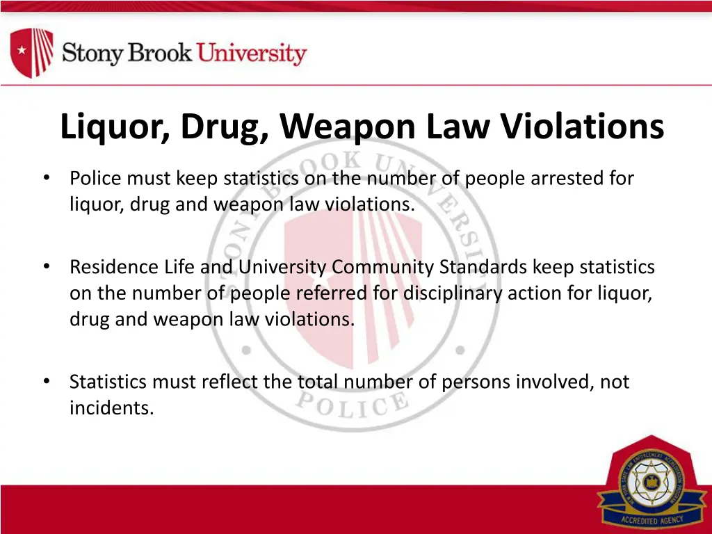 liquor drug weapon law violations