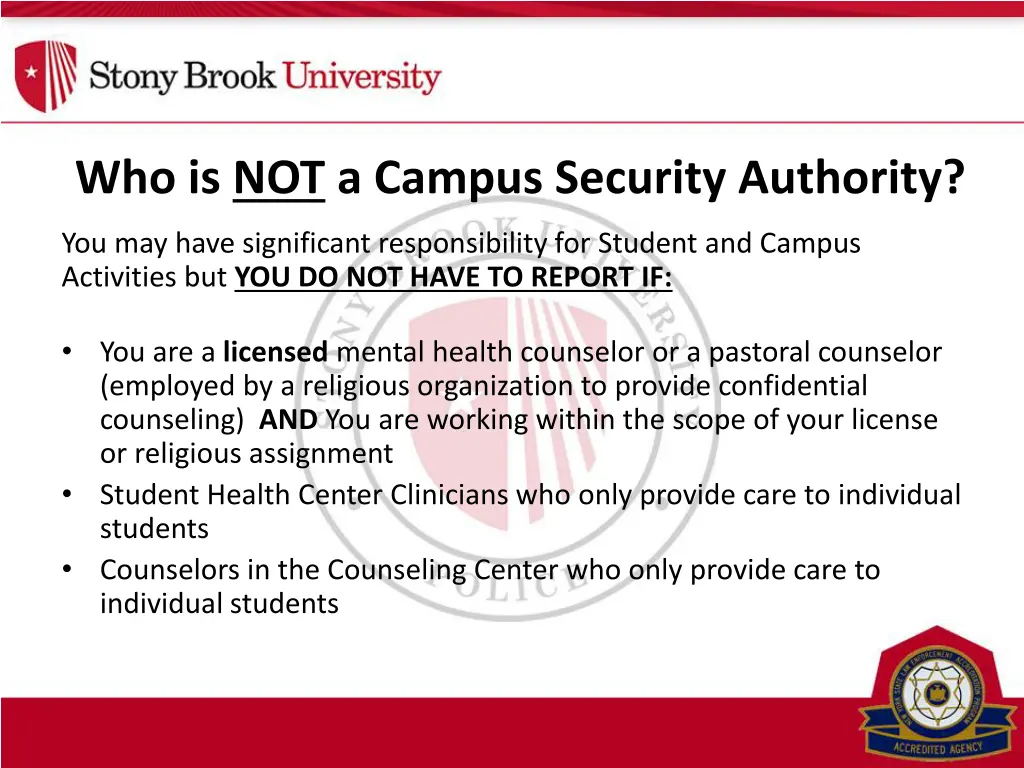 who is not a campus security authority